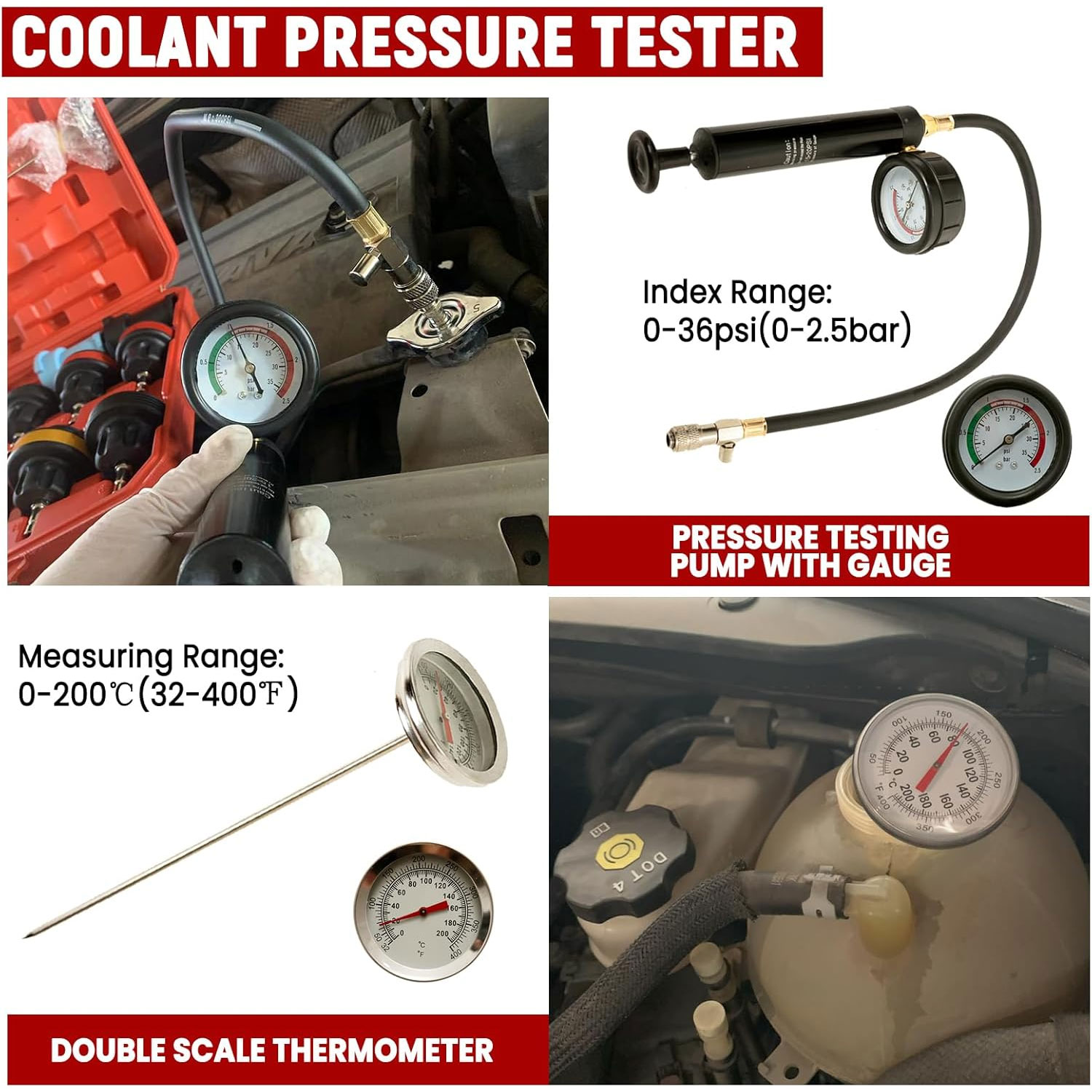 Car Water Tank Pressure Gauge  - Radiator Pressure Tester incelemesi ve fiyatı